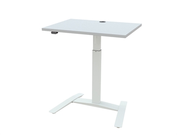 Hæve sænkebord m. et-søjlet stel og hvid bordplade - her 80x60 cm