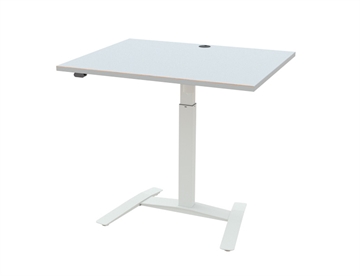 Hæve sænkebord m. et-søjlet stel og hvid bordplade - her 100x80cm