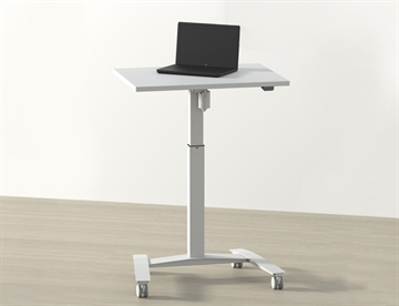 Hæve sænkebord m. et-søjlet stel og hvid bordplade fra danske ConSet - Godt arbejdsbord
