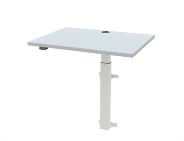Hæve sænkebord til vægmontering - her med hvidt stel og hvid melamin overflade