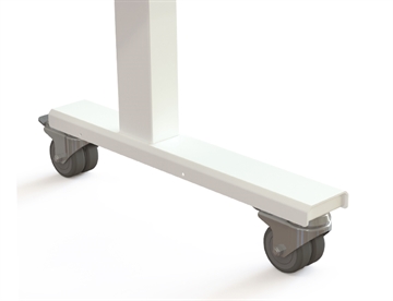 Hæve sænkebord m. flip-top bordplade - Hvidt stel med letløbende hjul (låsbare)