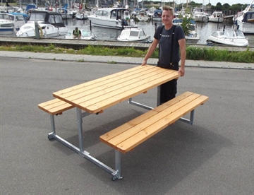 Tilkøb til bord/bænkesæt med firkantet stel i galvaniseret stål - Hjulsæt á 2 stk. hjul 