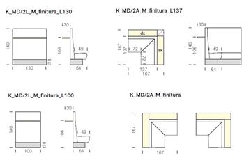 Hylde mål - Modus 2 lounge sofa liniær modul - specifikationer