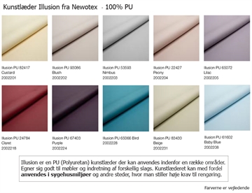 Kunstlæder Illusion farvekort - God til sygehusmiljøer og andre steder med høje krav til rengøring
