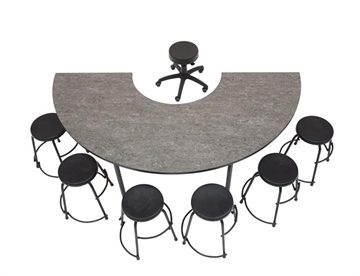 Inklusionsbord - Halvbuet bord til institutioner mv. - Her med Per taburet med Pur sæde