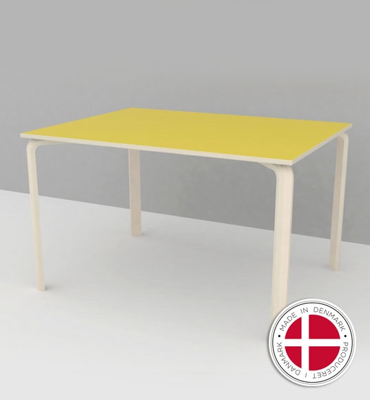 Institutionsbord m. formspændte ben og laminat, 90x120 cm - Dansk produceret