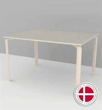 Institutionsbord m. formspændte ben og linoleum overflade, 90x120 cm - Dansk produceret