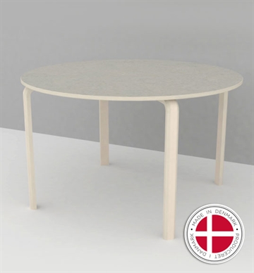 Institutionsbord m. linoleum, Rundt bord Ø 120 cm - Dansk produceret