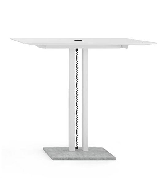 Jazz mødebord - Højdejusterbart bord med hvid HPL bordplade og betonbase 