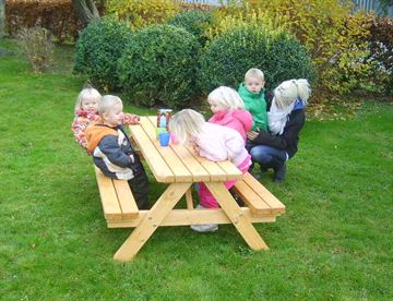 Børne bord/bænke sæt i A-model - Picnic junior med planker i fyr