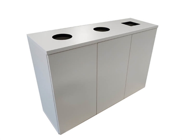 Kildesortering - Affaldssorteringsmøbel - her med hvid korpus og hvis ABS kant