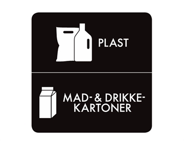 Kombi Plast, Mad- og Drikkekartoner - Selvklæbende piktogram m. afrundede hjørner, 12x12 cm (sort)