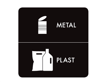 Kombi Metal / Plast - Selvklæbende piktogram m. afrundede hjørner, 12x12 cm (sort)