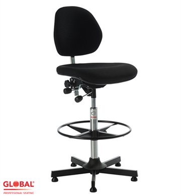 Høj kontorstol med fodring, stålkryds og glidefødder 