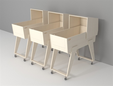 Krybber m. hjul til soverum i vuggestuer og børnehaver