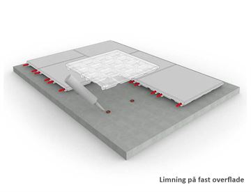 Gummigranulat med kunstgræs - limning på fast overflade