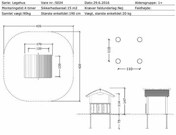 Mål og specifikationer - Bjørnebo åbent legehus med disk
