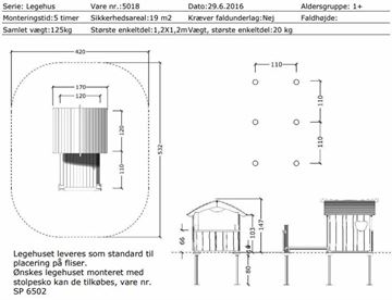 Mål og specifikationer - Bjørnebo legehus med gulv  og altan