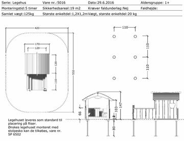 Mål og specifikationer - Legehus med gulv  og altan