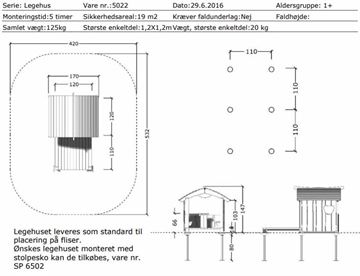Mål og specifikationer - Legehus med legegulv