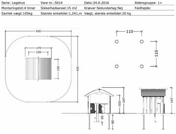 Mål og specifikationer - Legehus Bjørnebo uden gulv 