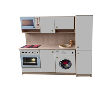 Stort legekøkken m. køleskab mm velegnet til institutioner - Ahorn / Grå