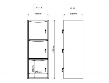 Mål - Line personaleskab m/brevindkast - 1b × 3h = 3 rum 