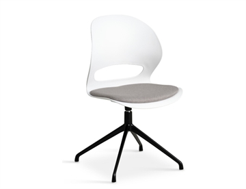 Linet stol m. swivelstel - Her Hvidt sæde m. sort swivel