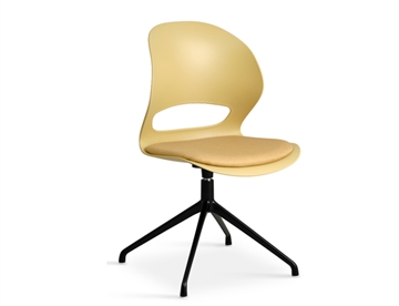 Linet stol m. swivelstel - Her Mustard sæde m. sort swivel