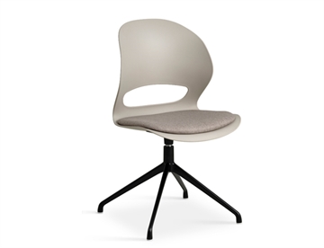 Linet stol m. swivelstel - Her Stone sæde m. sort swivel