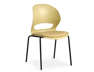 Liva stol her med mustard sæde og sort rammestel