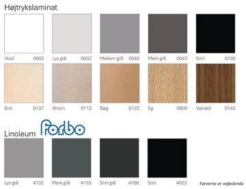 Laminat og linoleum vejledende farvekort