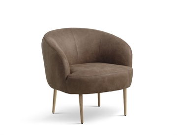 Comfi loungestol - Her i mikro læder farve Almond og m. ben i ask