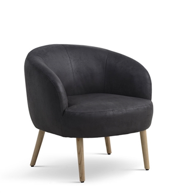 Comfi loungestol i mikro læder og med træben - Lækker lænestol