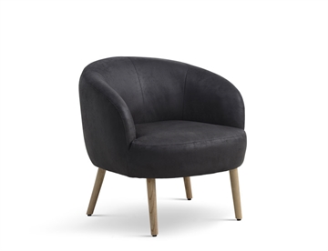 Comfi loungestol - Her i mikro læder farve Onyx Black og m. ben i ask
