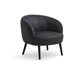 Comfi loungestol - Her i mikro læder farve Onyx Black og m. sorte ben