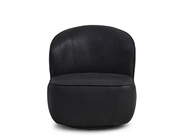 Loungestol her i sort mikro læder og med swivel stel (drejelig 350 gr.)