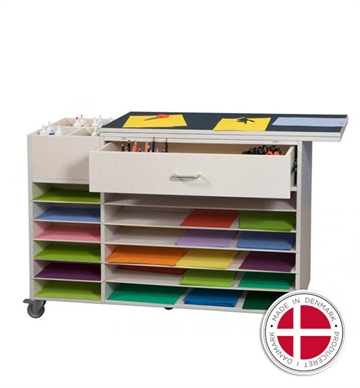 Materialevogn - Smart aktivitetsbord børnehaven med opbegaving - Dansk produceret