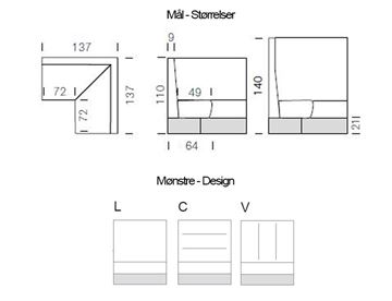Modus 2 Lounge sofa corner modul - specifikationer