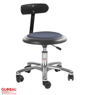 Taburet Micro Alu50 m. ryglæn fra danske Global - Dansk produceret