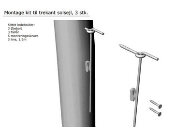 Monteringssæt til trekantet solsejl