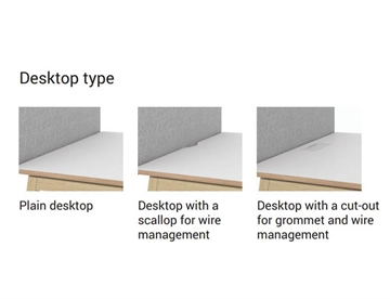 Nova Wood skrivebord - mulighede for udskæring til ledninger.