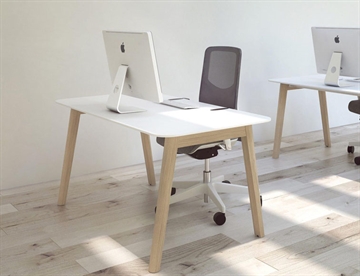 Nova Wood skrivebord - Her med HPL bordplade hvid med hvide kanter