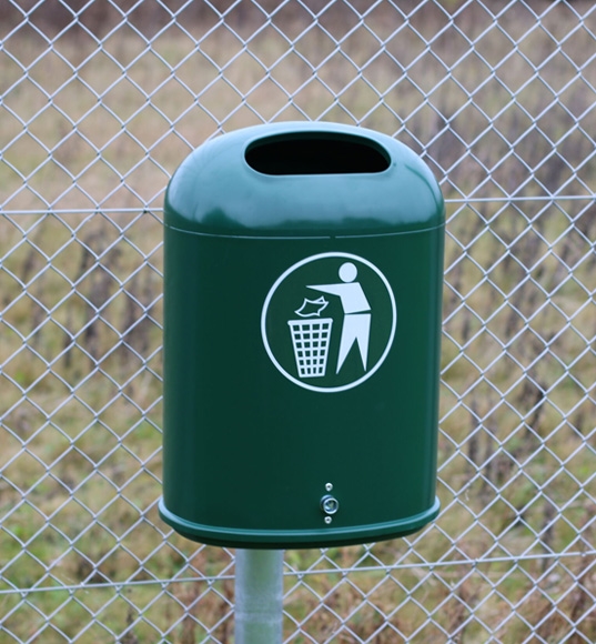 Klassisk skraldespand 45L. model Olga i stål - By- og parkudstyr