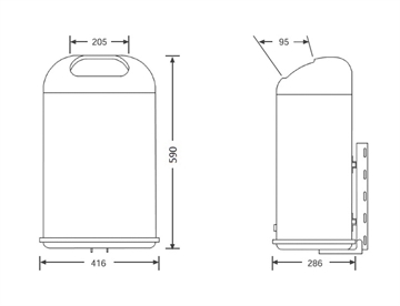 Klassisk skraldespand model Olga - Mål