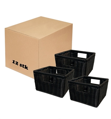 Kurve i sort plastflet, 12 stk. - Opbevaringskasser / kurve i plast