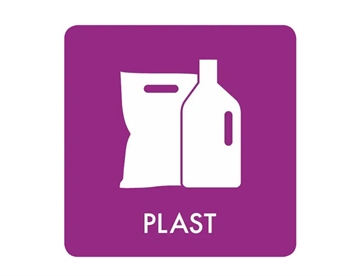 Plast - Selvklæbende piktogram m. afrundede hjørner, 12x12 cm (farvet)