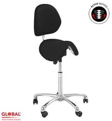 Pinto sadelstol med ryglæn office - Ergonomisk arbejdsstol med bevægeligt og ekstra blødt sæde - Active Seating