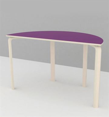 Institutionsbord m. laminat, halvbue 60x120 cm - Dansk produceret