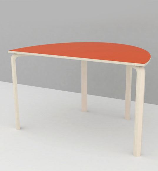 Institutionsbord / børnehavebord m. laminat, halvbue 80x120 cm